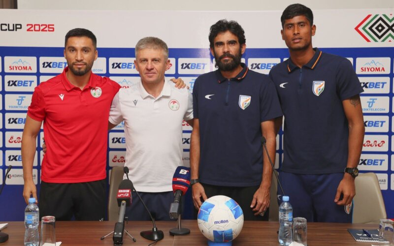 Indian Team and Tajikistan team at the pre match Pre Match press conference