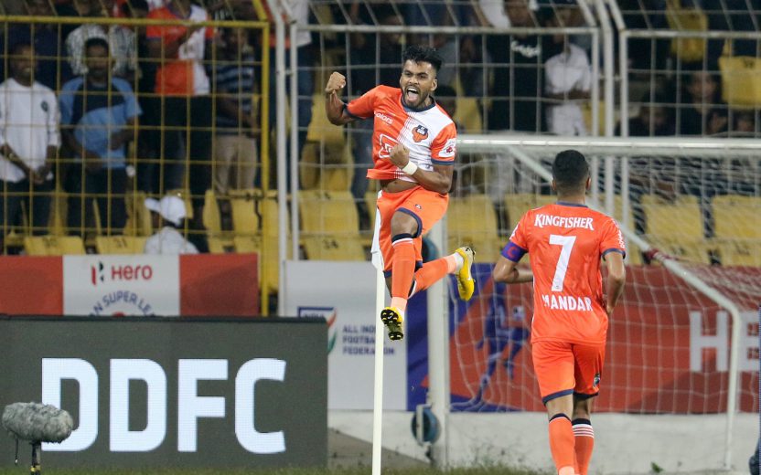 during match 31 of the Hero Indian Super League 2018 ( ISL ) between FC Goa and Delhi Dynamos FC held at Jawaharlal Nehru Stadium, Goa, India on the 8th November 2018 Photo by: Faheem Hussain /SPORTZPICS for ISL