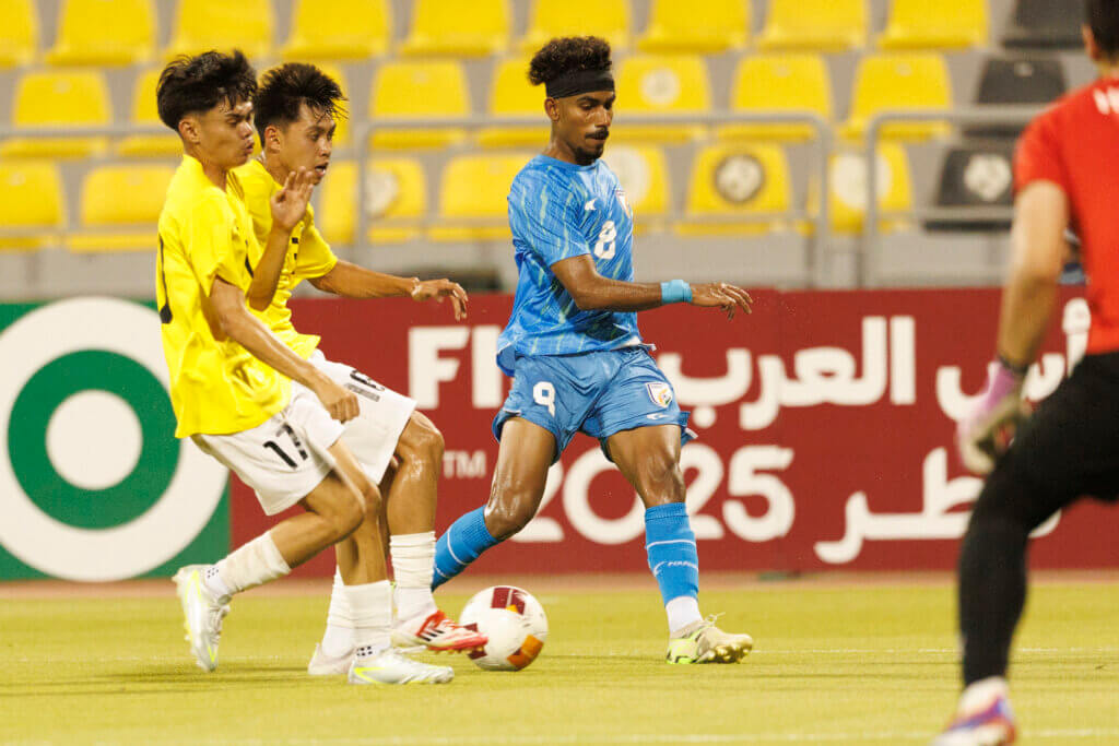 Action from the match