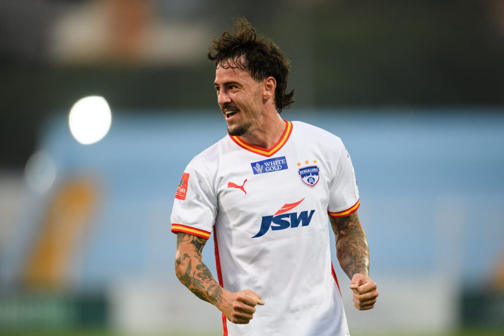 Ryan Williams of Bengaluru FC celebrates a goal during match 24 of INDIAN SUPER LEAGUE