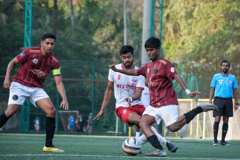 Lalith Bangera in action for Hope United against MYJ in the MPL