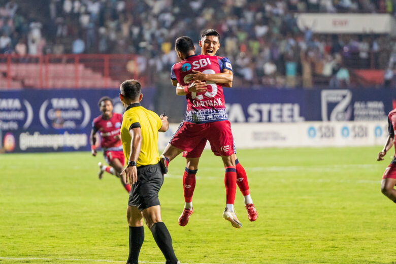 Sarthak Golu of Jamshedpur FC goal celebration